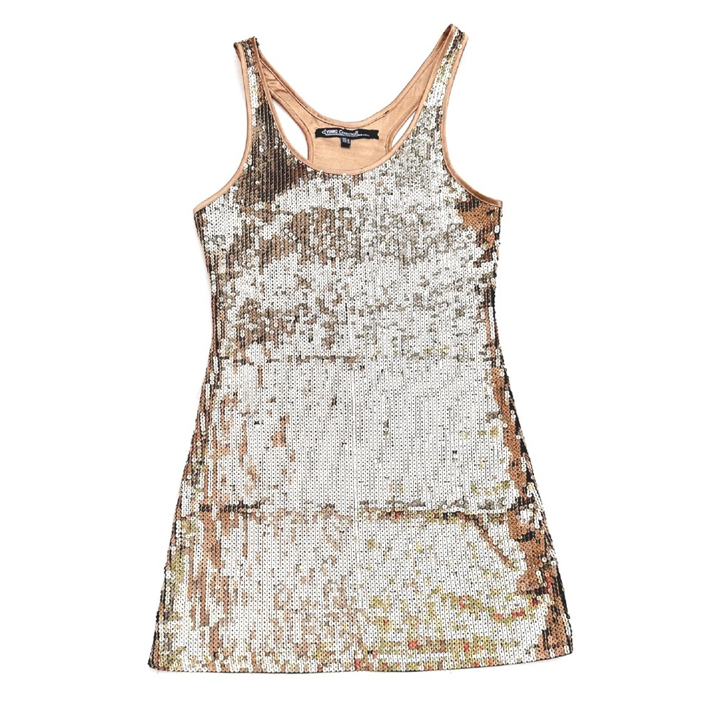 Micro Dress - Gold Sequin Racer Back Evening Collection – Size M